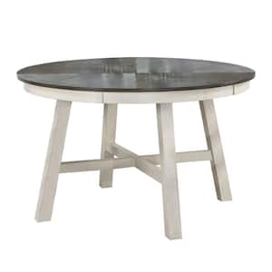 48 in.White and Gray Wood 4 Legs Dining Table (Seat of 4)