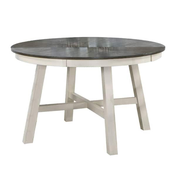 Benjara 48 in. White and Gray Wood 4 Legs Dining Table (Seat of 4 ...