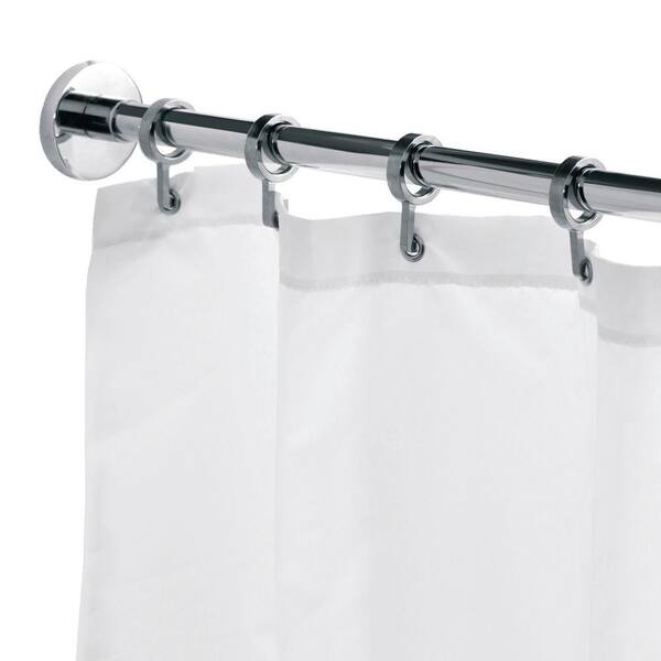 Croydex Round 98.4 in. L Luxury Shower Curtain Rod with Curtain Hooks in Chrome