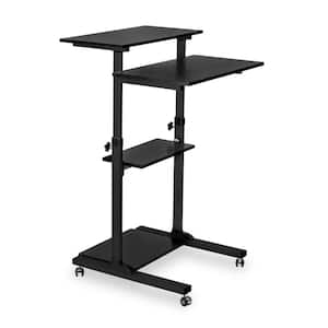 Height Adjustable Rolling Stand-Up Desk Laptop and Computer Workstation in Black