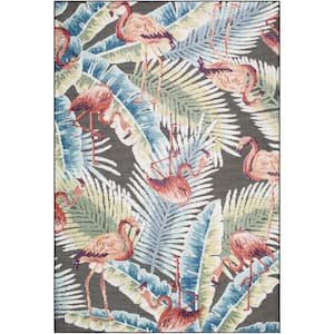 Lakeside Gray/Multi Floral and Botanical 7 ft. x 9 ft. Indoor/Outdoor Area Rug