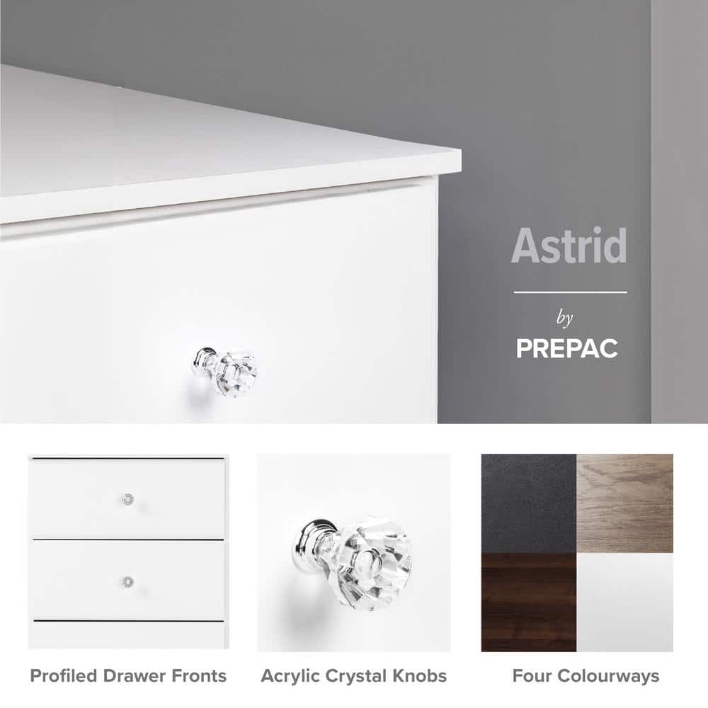 Astrid Crystal White 6-Drawer Contemporary Tall Chest