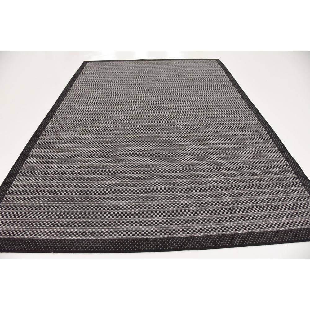 Gray and Black Striped Synthetic Outdoor Area Rug
