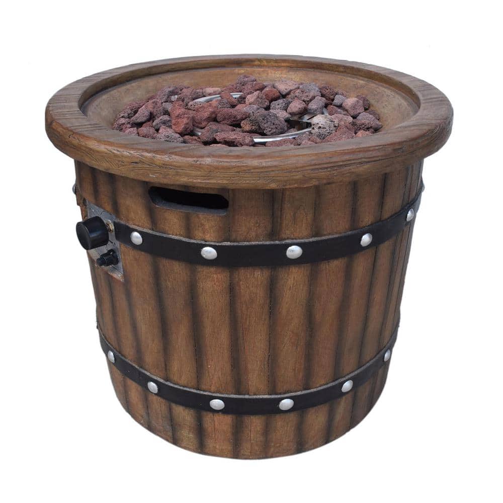 JimsMaison 25 in. W x 24 in. H Iron Gas Burning Round Outdoor Patio Fire Pit in Brown