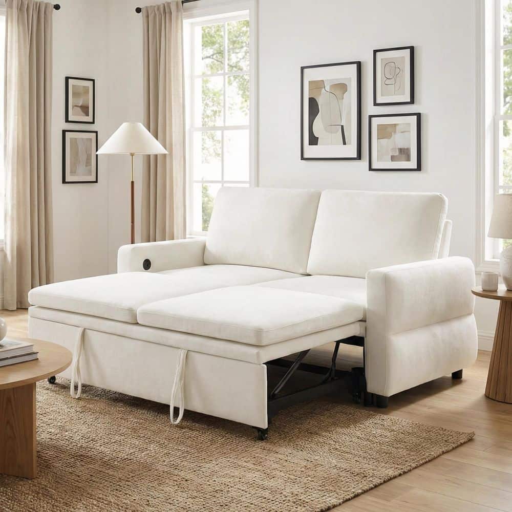 Noble House Oakwell Modern 62.75 in. Beige Chenille Fabric