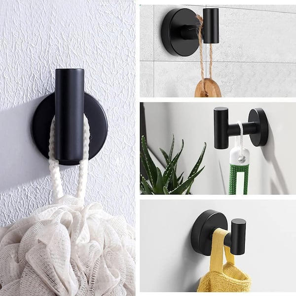 maiguoone A4BK-802 Bathroom Stainless Steel Towel Hooks Wall Mounted 4-Pack Finish: Matte Black