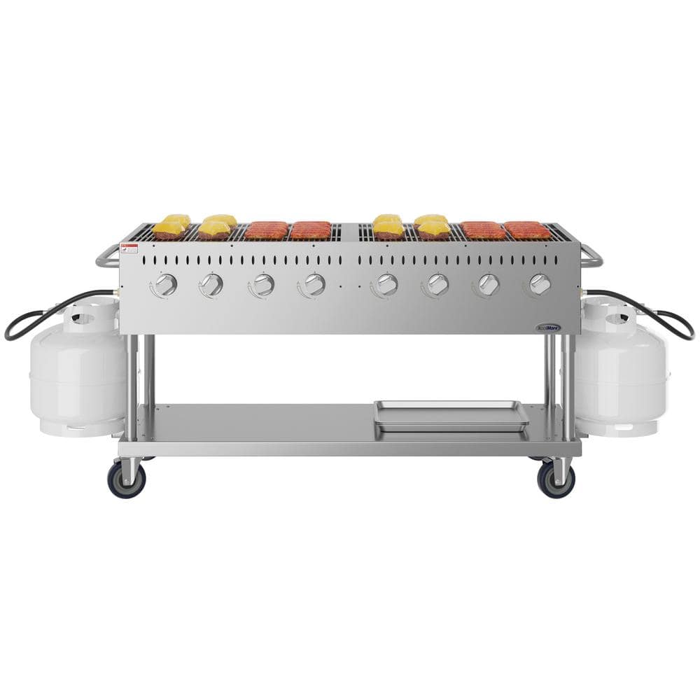 60 in. Portable Commercial Outdoor Liquid Propane Grill in Stainless Steel
