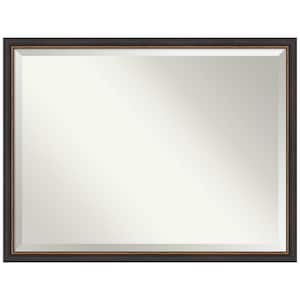 Ashton Black 42.5 in. W x 32.5 in. H Wood Framed Beveled Bathroom Vanity Mirror in Black