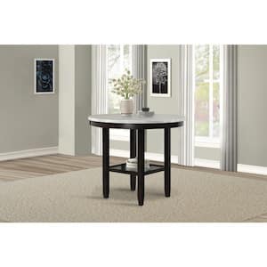New Classic Furniture Celeste Black Expresso Wood Round Counter Table with Faux Marble Top