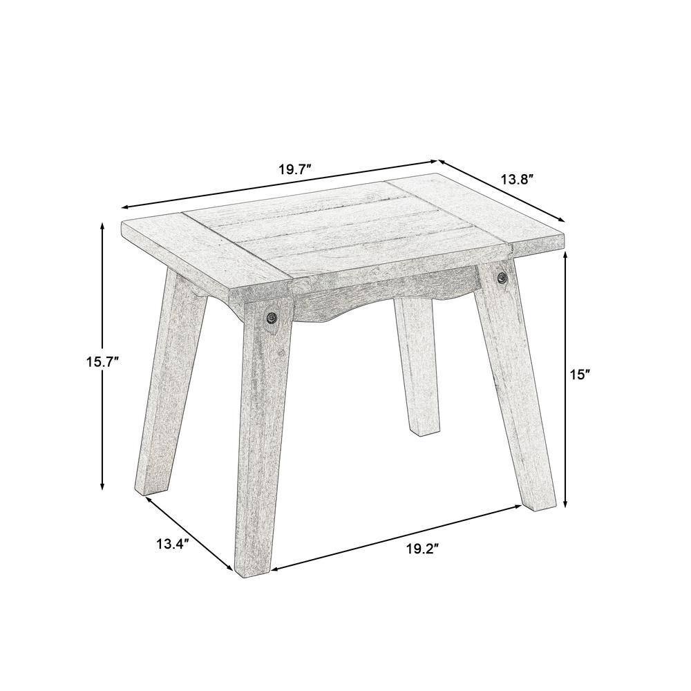 Diagram showing dimensions of the rectangular side table.