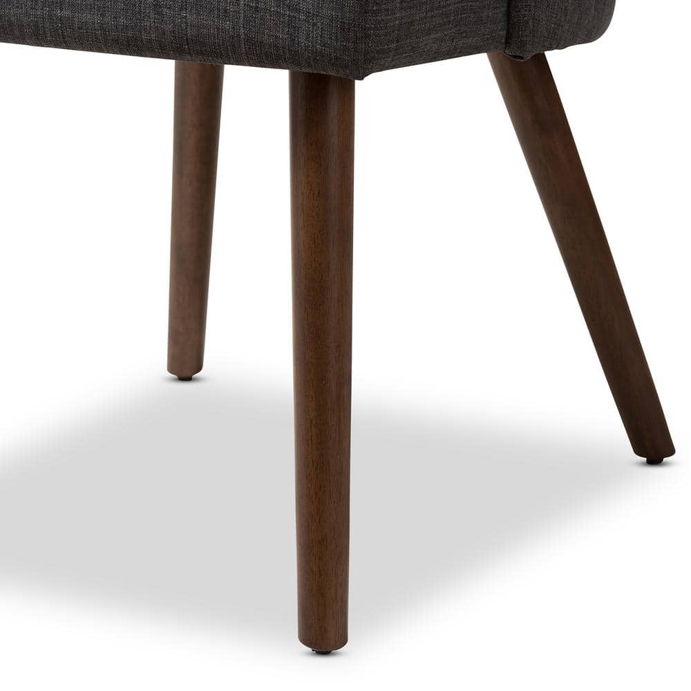 Parsons Dark Grey Cane-Backed Side Chair with Walnut Wood Frame
