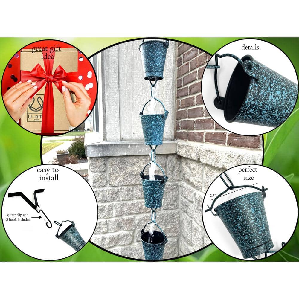 8.5 FT Black and Blue Metal Farmhouse Rain Chain