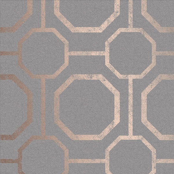 Graham & Brown Sashiko Grey and Rose Gold Removable Wallpaper Sample