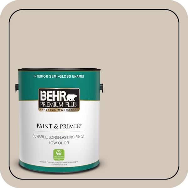 BEHR PREMIUM PLUS 1 gal. #MQ2-50 Gravelstone Semi-Gloss Enamel Low Odor Interior Paint & Primer