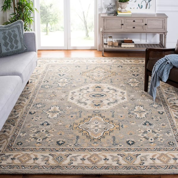 Aspen Moss/Ivory 9 ft. x 12 ft. Border Area Rug