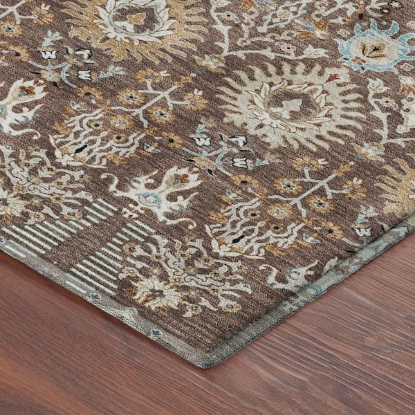Mayfield Premium Machine Washable Abstract AMF2251 Brown 5 ft. x 7 ft. 6 in. Area Rug