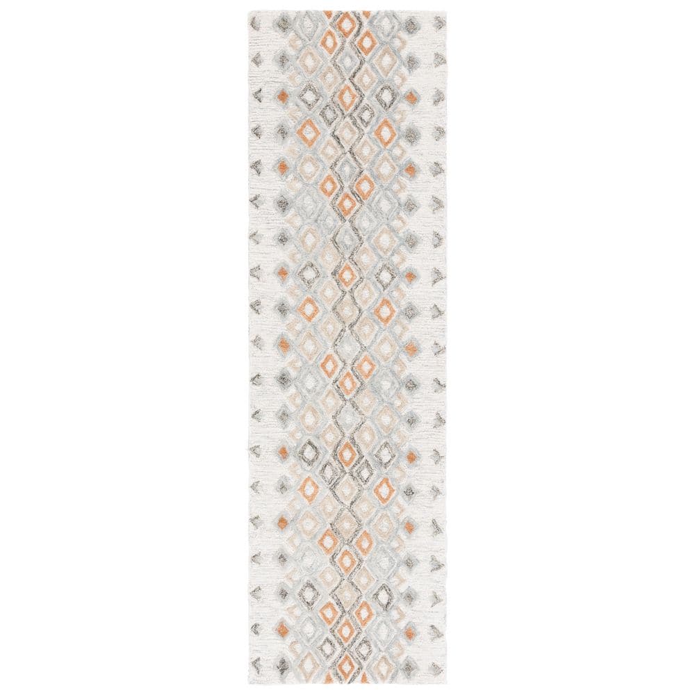 SAFAVIEH Casablanca 2 ft. x 8 ft. Ivory/Rust Diamond Fade Runner Rug ...