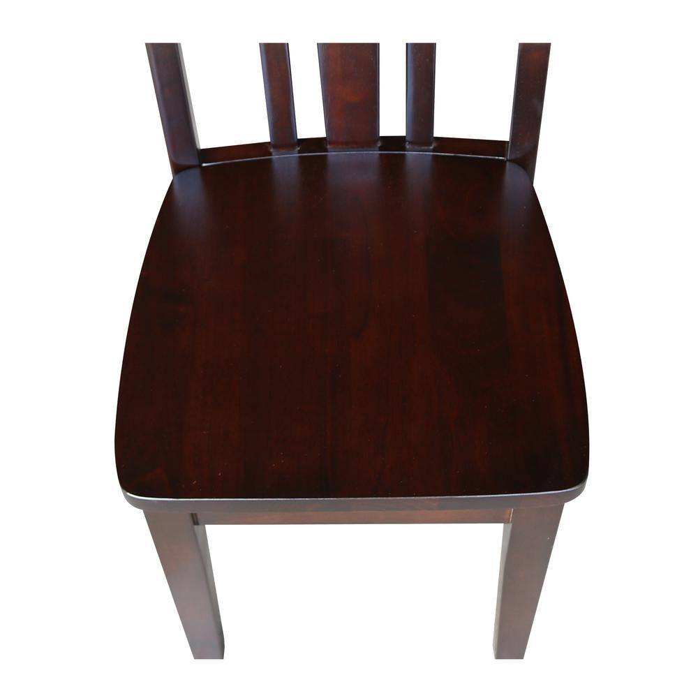 Rich Mocha Solid Wood Traditional Slat Back Juvenile Chairs - Set of 2