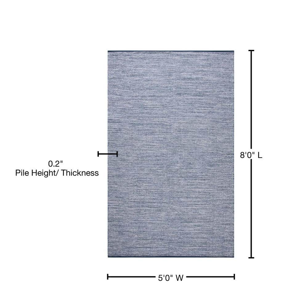 Montauk 5' x 8' Navy Blue Handwoven Cotton Area Rug