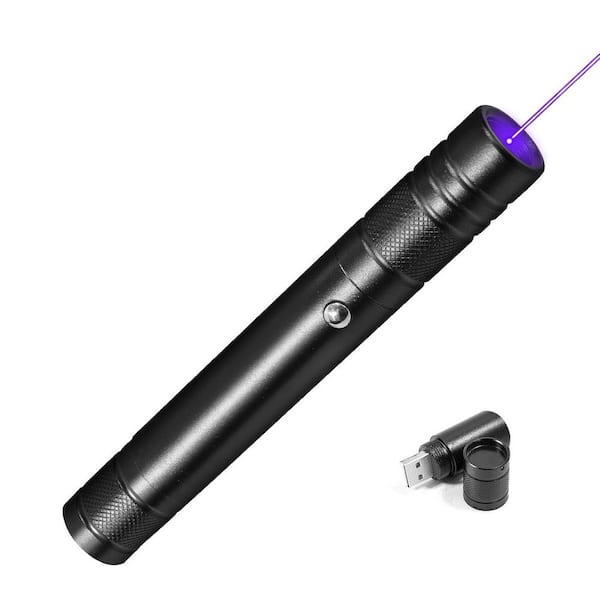 Lukyamzn High Power Laser Pointer USB Charge Modern Style Screen Purple Aluminum Shell Precision Focus