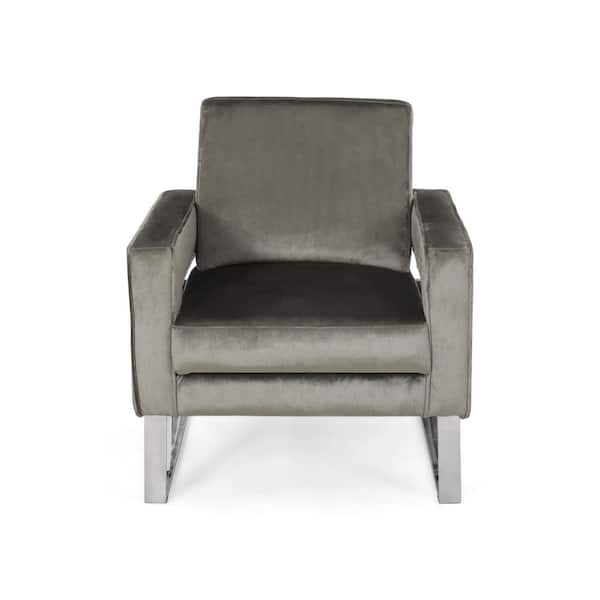 Noble House Kirkwood Grey Velvet Club Chair