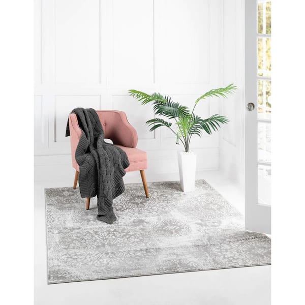 Sofia Grand Light Gray 5 ft. 3 in. x 5 ft. 3 in. Area Rug