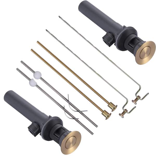 Drain Assembly Stopper with Lift Rod in Gold (2-Piece)