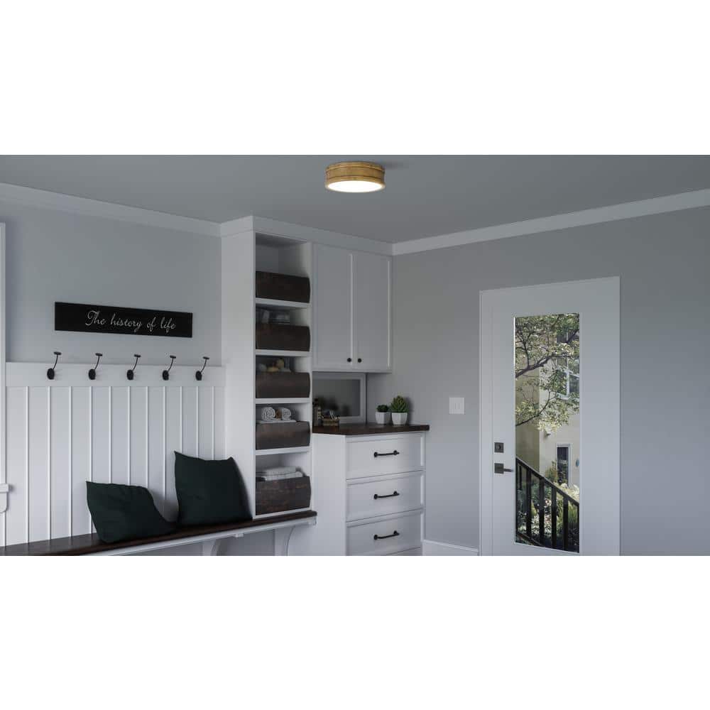 Elegant Gold LED Flush Mount Ceiling Light with Etched Diffuser