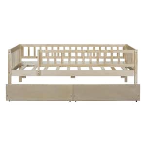 79.5 in. L x 41.8 in.W x 28.3 in.H Twin Size Daybed Wood Bed with Two Drawers, Natural