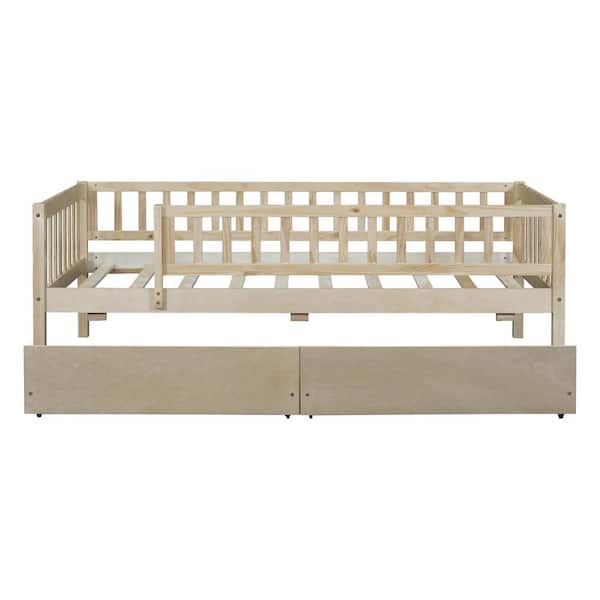 anpport 79.5 in. L x 41.8 in.W x 28.3 in.H Twin Size Daybed Wood Bed with Two Drawers, Natural