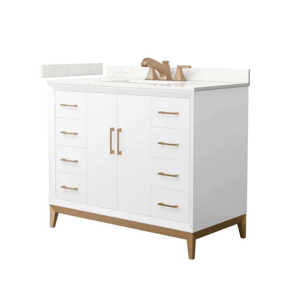 Amici 42 in. W x 22 in. D x 35.25 in. H Single Bath Vanity in White with Giotto Quartz Top price history on PriceWatchPro