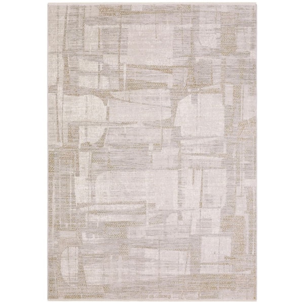 Brielle 3 ft. x 5 ft. Beige/Gold Abstract Area Rug