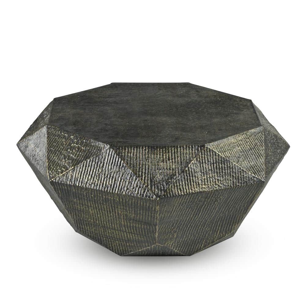 Octagon Gray Iron and Brass Cocktail Table