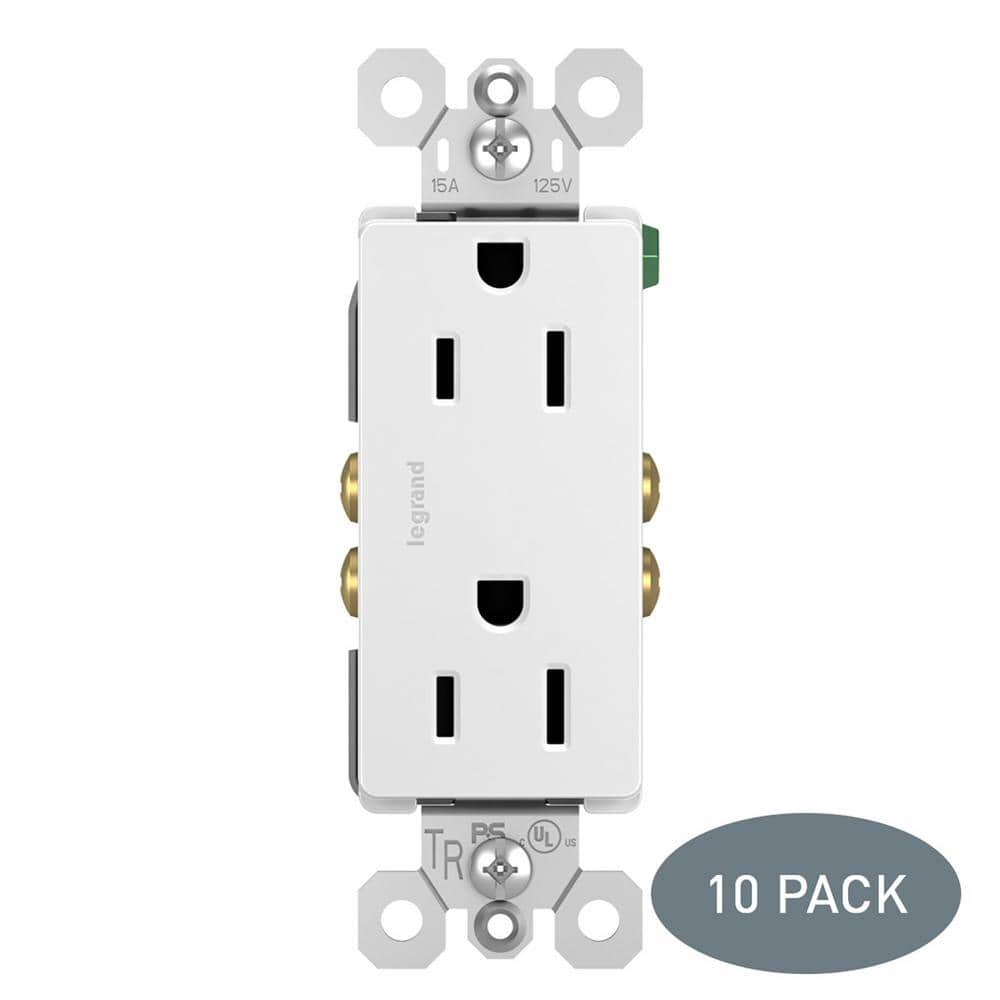 10-Pack Legrand White Pass & Seymour radiant 885TRWCP7 Tamper-Resistant 15 Amp Duplex Outlet 