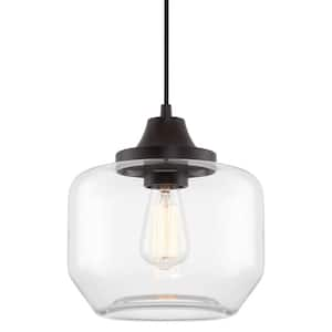 Maia 60-Watt 1-Light Oil-Rubbed Bronze Farmhouse Pendant Light with Clear Shade, No Bulb Included