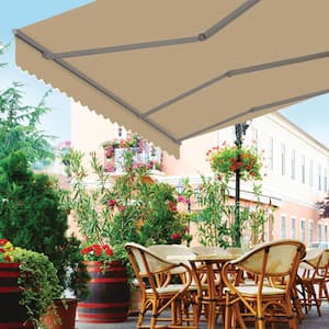 8 ft. Classic Series Semi-Cassette Manual Retractable Patio Awning, Light Taupe (7 ft. Projection)