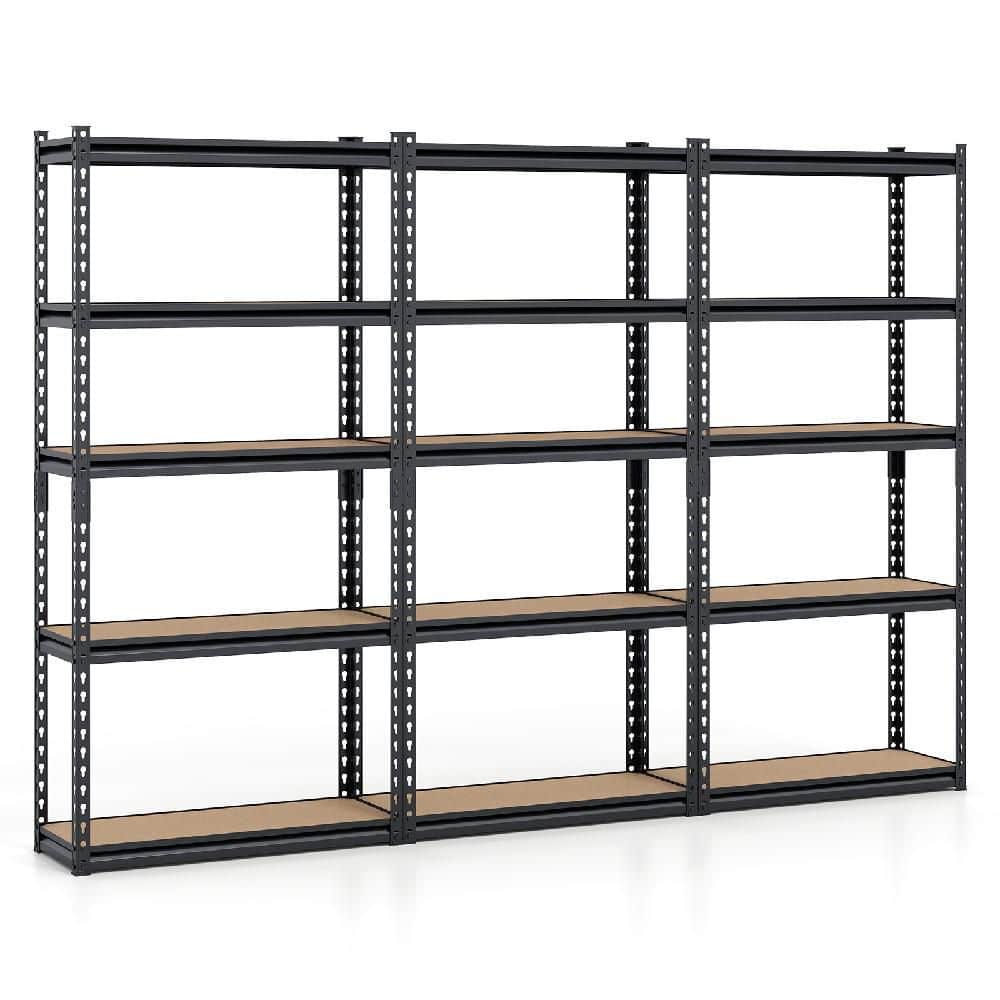 "3 PCS 60"" H x 30"" W x 12"" D 5-Tier Garage Shelving Unit 2200 LBS Metal Shelves in Black" price history on PriceWatchPro