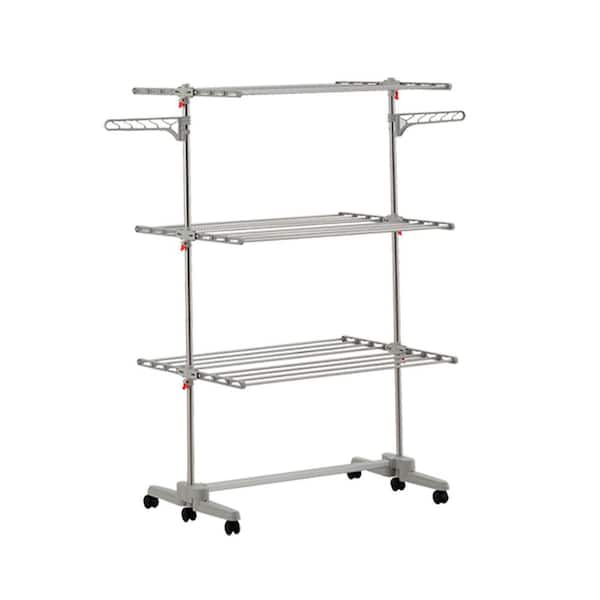Hulife 57 1/2 in. x 55 in. 3-Tier Foldable Clothes Drying Rack HLDR-6000 -  The Home Depot