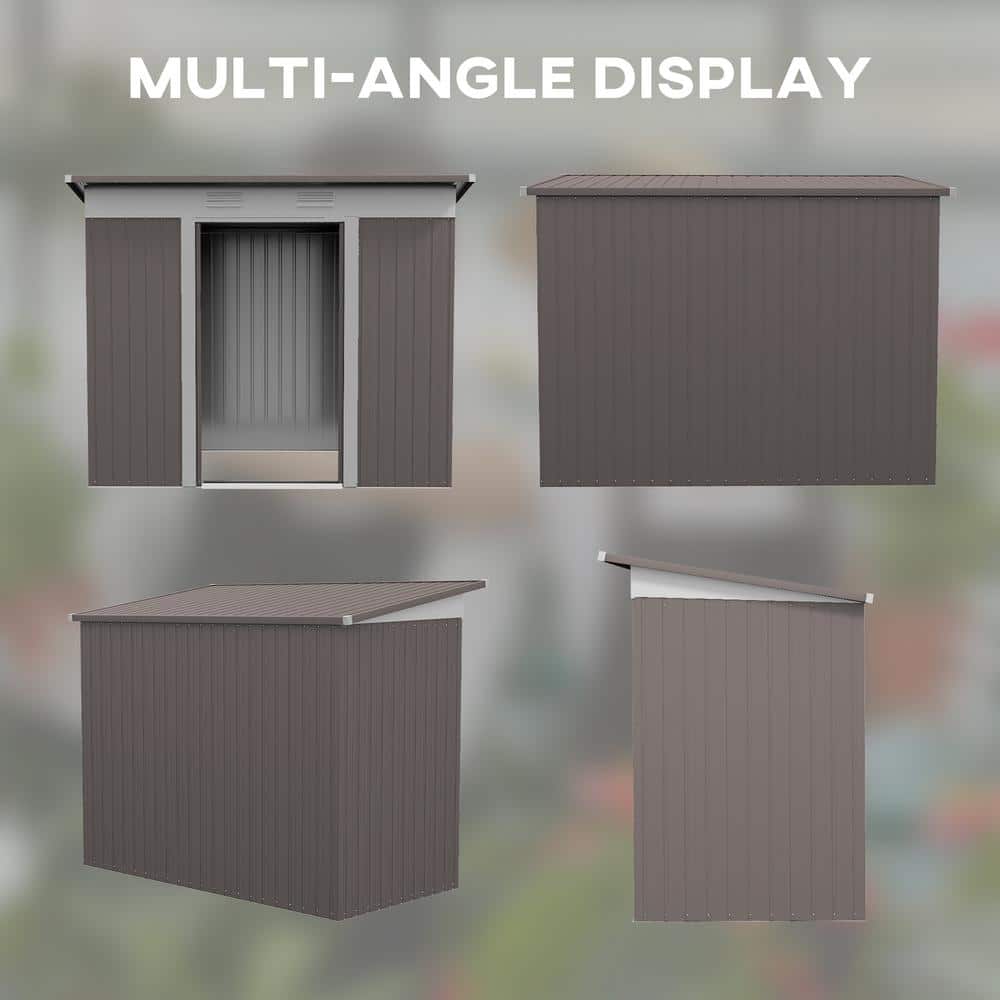 Gray 8 ft. x 4 ft. Galvanized Steel Storage Shed with Windows