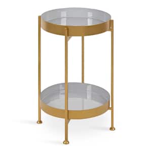 Nira 15 in. Gold Round Metal End Table