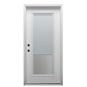 34 in. x 80 in. Internal Blinds Right-Hand Inswing Full Lite Clear Classic Primed Fiberglass Smooth Prehung Front Door
