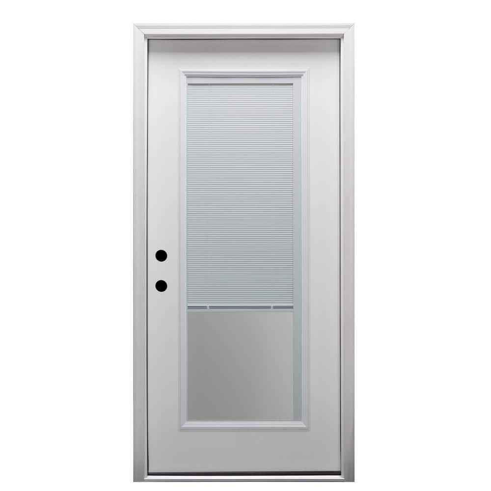 Smooth Primed Full Lite Fiberglass Front Door with Blinds, 36" x 80"
