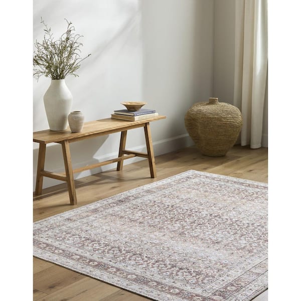 Vinny Olive Traditional Border  2 ft. x 2 ft. Area Rug