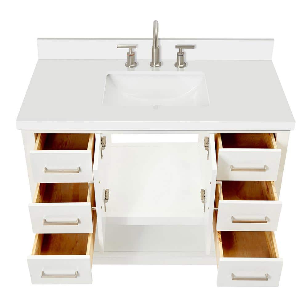Magnolia White Solid Wood Freestanding Bath Vanity with Quartz Top