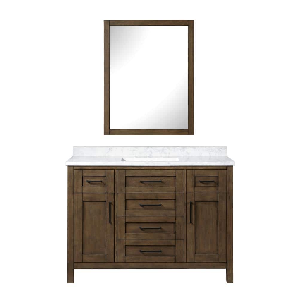 Almond Latte 48" Single Sink Vanity with White Marble Top