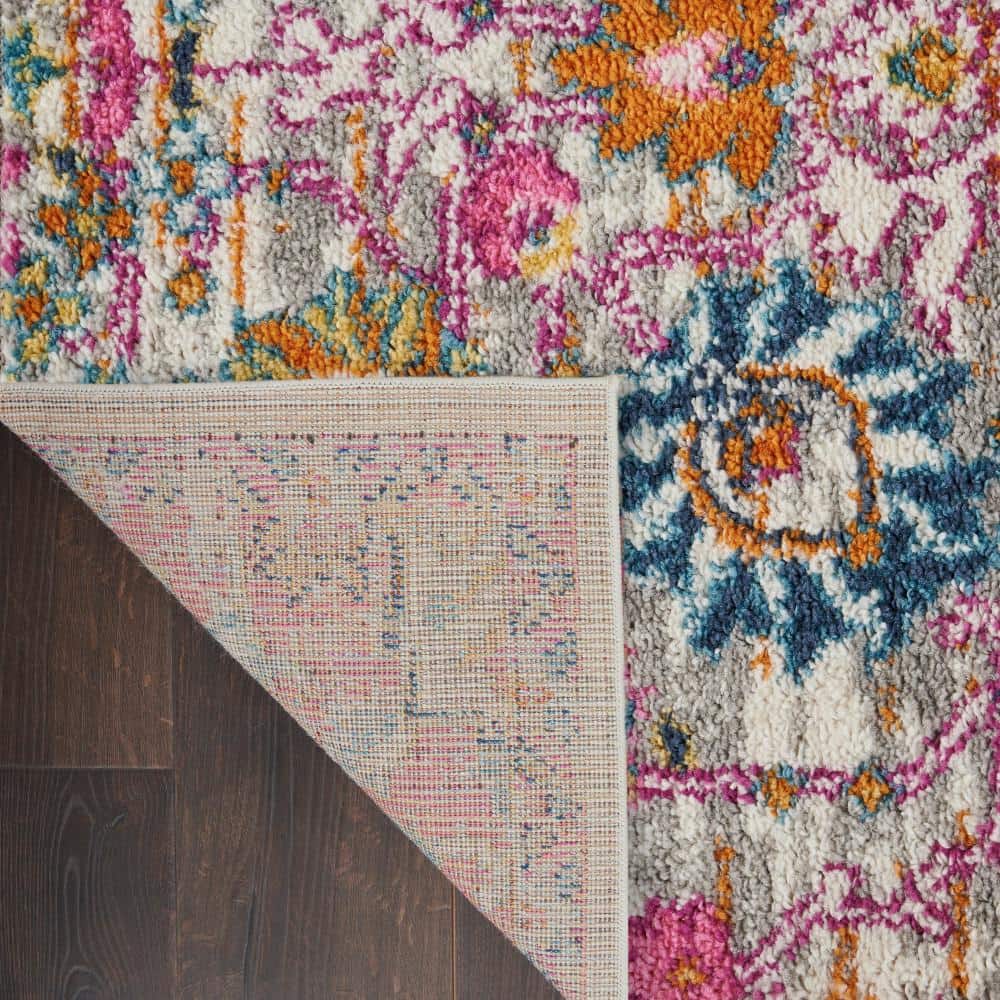 Elysian Silver Floral 5'3" x 7'3" Synthetic Area Rug