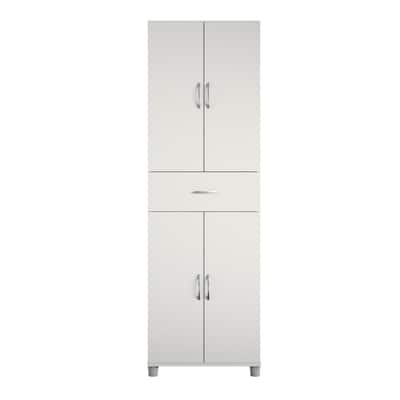 Lonn 23.46 in. x 75.25 in. x 15.4 in. 4 Shelves 1 Drawer Freestanding Cabinet in White
