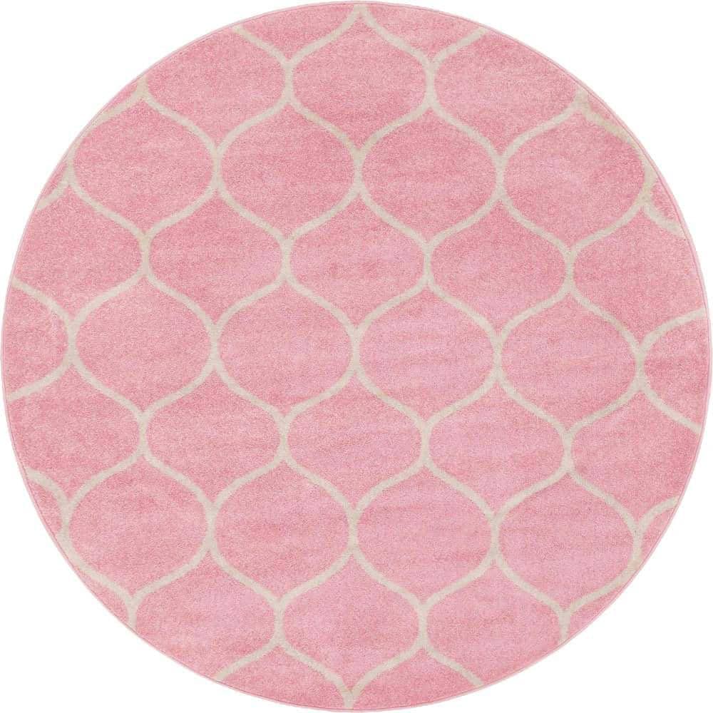 Trellis Frieze Rounded Light Pink 7 ft. x 7 ft. Area Rug price history on PriceWatchPro