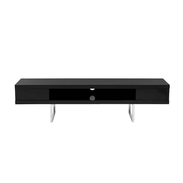 HomeRoots Black TV Stand Fits TV's up to 70 in. with Drawers and Shelves