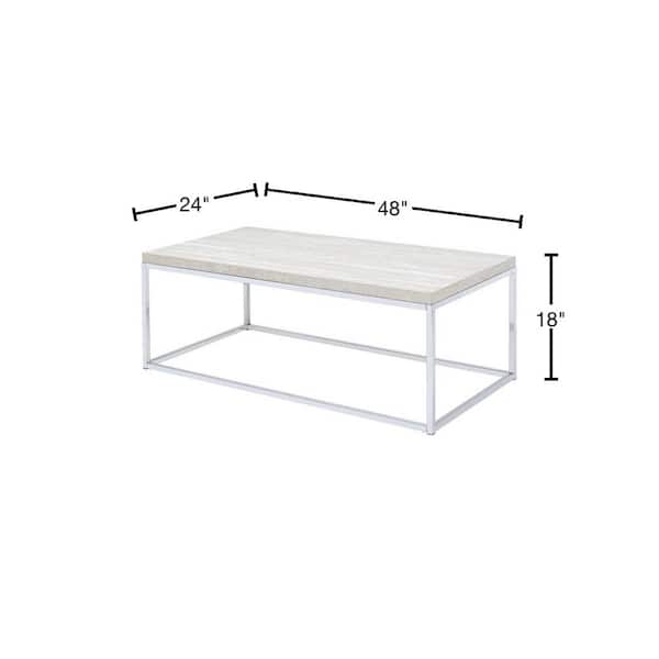 Acme Furniture Snyder 48 in. Whitewashed/Chrome Large Rectangle